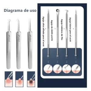 Skin Scrubber Ultrasónico 3 en 1 para Limpieza Facial con kit Sacacomedones de Acero - Imagen 10