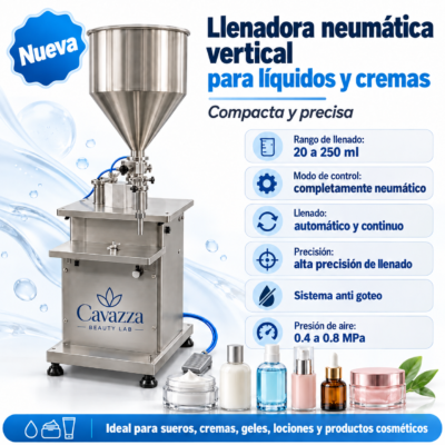 Llenadora neumática vertical para líquidos y cremas